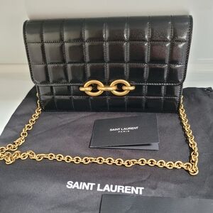 Yves Saint Laurent Lux Black Lambskin Clutch.
